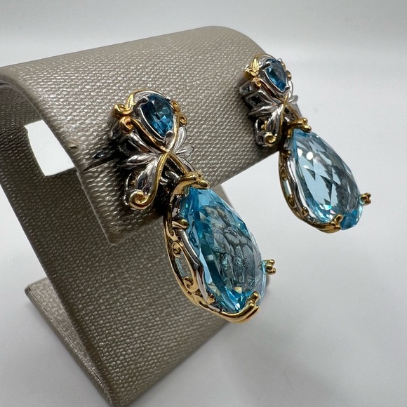 Gems en Vogue Blue Topaz Dangle Earrings - Picture 4 of 6